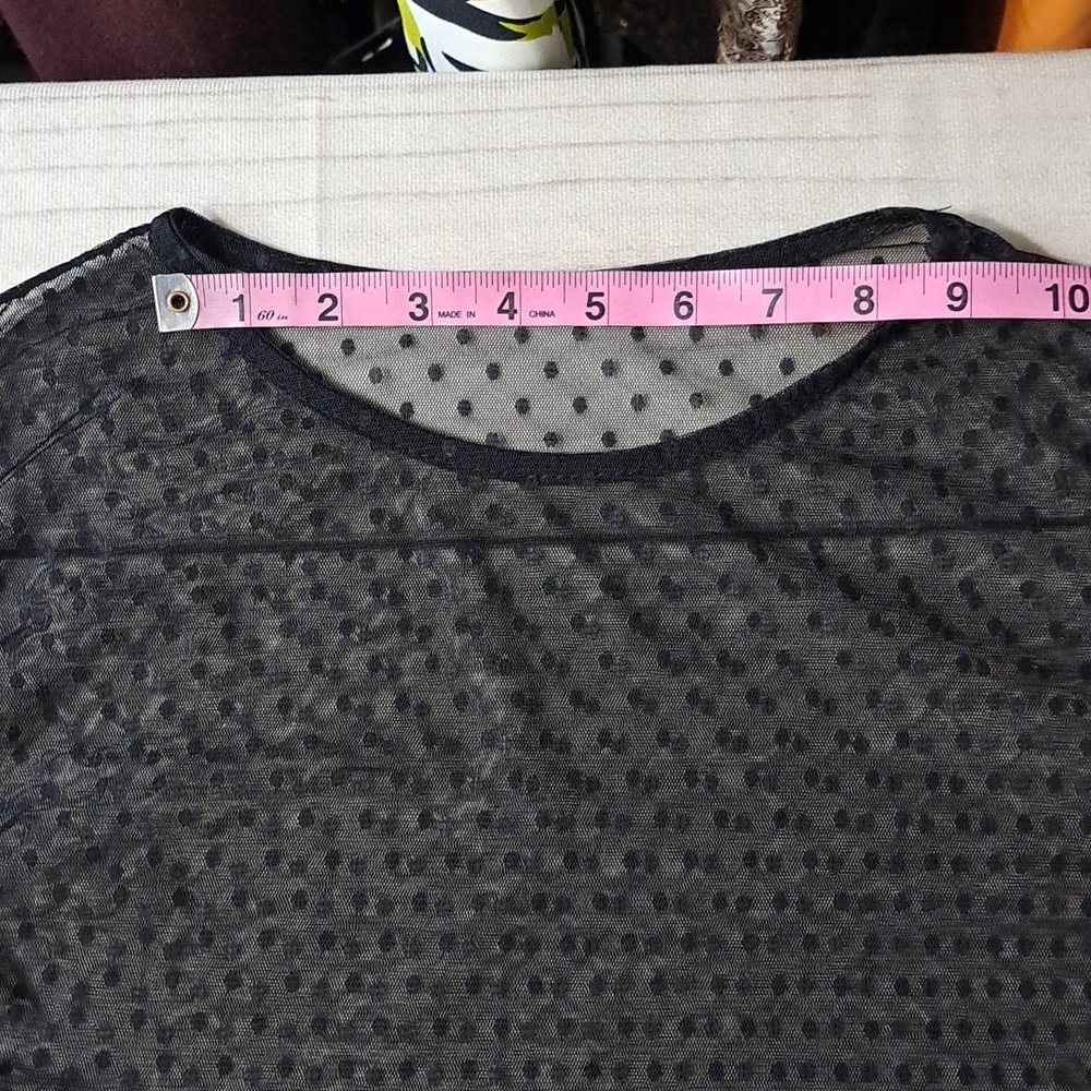 Black Sheer Top With Bell Sleeves No Size Tag See Measurements - Picture 5 of 7